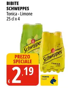 Tigros BIBITE SCHWEPPES Tonica Limone offerta