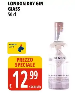 Tigros London dry gin GIASS offerta