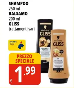 Tigros Shampoo balsamo GLISS offerta