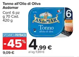 Carrefour Market Tonno all'Olio di Oliva Asdomar offerta