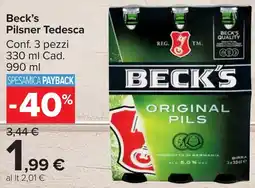 Carrefour Market Beck's Pilsner Tedesca offerta