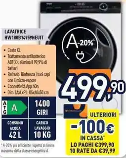 Unieuro Haier LAVATRICE HW100B14959NEUIT offerta