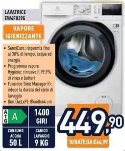 Unieuro Electrolux LAVATRICE EW6FU29G offerta