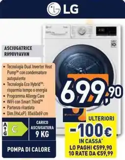 Unieuro LG ASCIUGATRICE RH90V9AVHN offerta