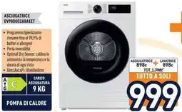 Unieuro Samsung ASCIUGATRICE DV90DG52A0AEET offerta