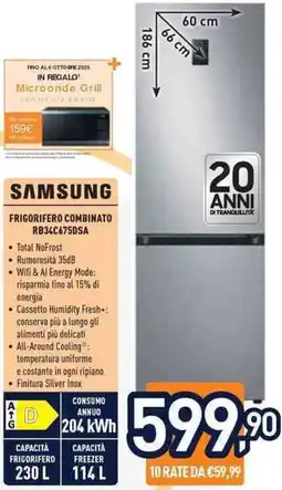 Unieuro Samsung FRIGORIFERO COMBINATO RB34C675DSA offerta