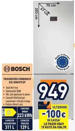 Unieuro Bosch FRIGORIFERO COMBINATO XXL KGN497LDF offerta