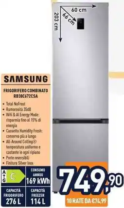 Unieuro Samsung FRIGORIFERO COMBINATO RB38C672CSA offerta