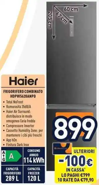Unieuro Haier FRIGORIFERO COMBINATO HDPW5620ANPD offerta