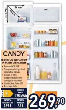 Unieuro Candy FRIGORIFERO DOPPIA PORTA DA INCASSO CFBD24502ESH offerta