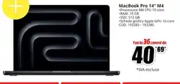 MediaWorld MacBook Pro 14" M4 offerta