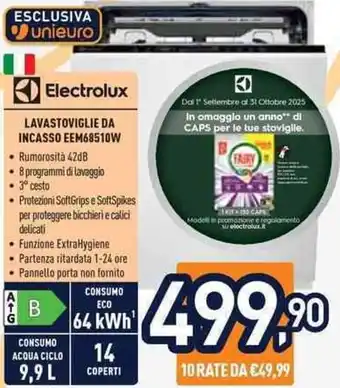 Unieuro Electrolux LAVASTOVIGLIE DA INCASSO EEM68510W offerta