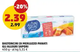 PENNY Bastoncini di merluzzo panati GLI ALLEGRI SAPORI offerta