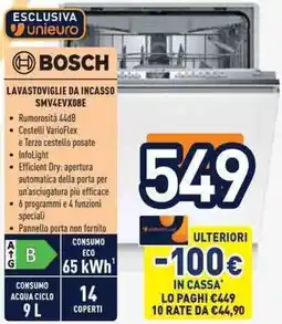 Unieuro Bosch LAVASTOVIGLIE DA INCASSO SMV4EVX08E offerta
