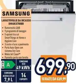 Unieuro Samsung LAVASTOVIGLIE DA INCASSO DW60CG788BB offerta
