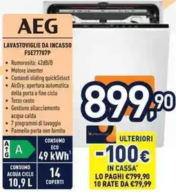 Unieuro AEG LAVASTOVIGLIE DA INCASSO FSE77707P offerta