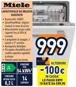 Unieuro Miele LAVASTOVIGLIE DA INCASSO 65653SCVI offerta