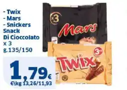 Sigma Twix - Mars - Snickers Snack Di Cioccolato x3 offerta