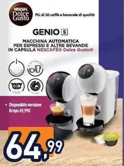 Unieuro Macchina automatica per espressi e altre bevande in capsula nescafé dolce gusto offerta