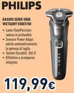 Unieuro Philips RASOIO SERIE 5000 WET&DRY S5887/50 offerta