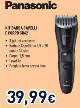 Unieuro Panasonic KIT BARBA CAPELLI E CORPO GB62 offerta
