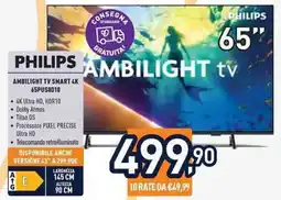 Unieuro Philips AMBILIGHT TV SMART 4K 65PUS8010 offerta