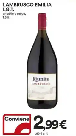 Ipercoop Lambrusco emilia I.G.T. RIUNITE offerta