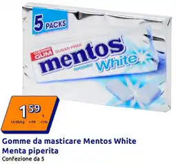 Action Gomme da masticare Mentos White Menta piperita offerta