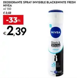 Bennet Deodorante spray invisible black&white fresh NIVEA offerta