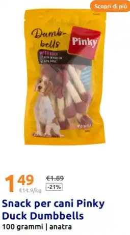 Action Snack per cani Pinky Duck Dumbbells offerta