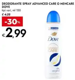 Bennet Deodorante spray advanced care o mencare DOVE offerta