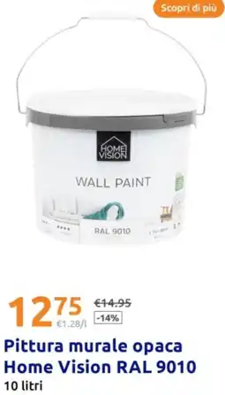 Action Pittura murale opaca Home Vision RAL 9010 offerta