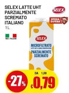 Famila Superstore Selex latte uht parzialmente scremato italiano offerta