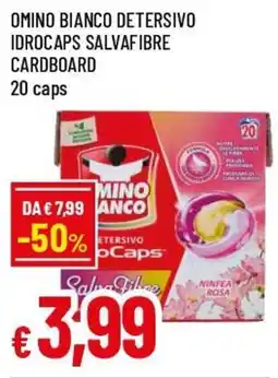 Famila Superstore Omino bianco detersivo idrocaps salvafibre cardboard 20 caps offerta