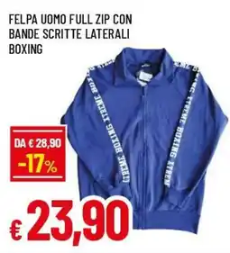 Famila Superstore Felpa uomo full zip con bande scritte laterali BOXING offerta