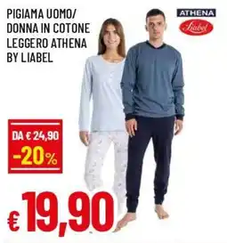 Famila Superstore Pigiama uomo/ donna in cotone leggero ATHENA BY LIABEL offerta