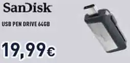 Unieuro SanDisk USB PEN DRIVE 64GB offerta