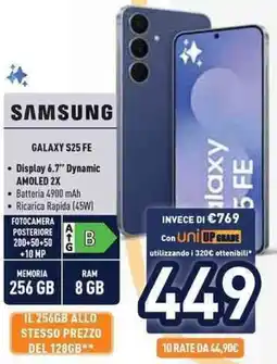 Unieuro SAMSUNG GALAXY S25 FE offerta