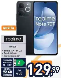 Unieuro realme Note 70 T offerta