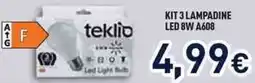 Unieuro Teklio KIT 3 LAMPADINE LED 8W A608 offerta