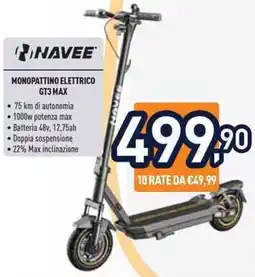 Unieuro NAVEE MONOPATTINO ELETTRICO GT3 MAX offerta