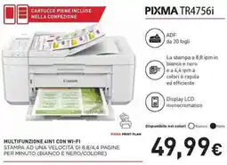 Unieuro Canon PIXMA TR4756i MULTIFUNZIONE 4IN1 CON WI-FI offerta