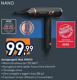Unieuro Rowenta NANO Asciugacapelli Mod. HY8310 offerta
