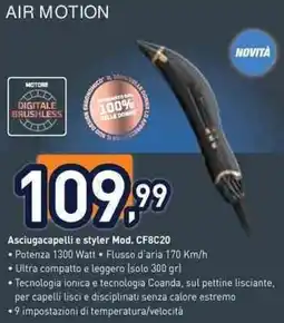 Unieuro Rowenta AIR MOTION Asciugacapelli e styler Mod. CF8C20 offerta