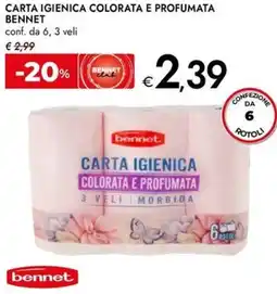 Bennet Carta igienica colorata e profumata BENNET offerta