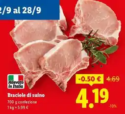 Lidl Braciole di suino offerta