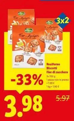 Lidl Realforno Biscotti fior di zucchero offerta