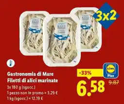 Lidl Gastronomia di Mare Filetti di alici marinate offerta
