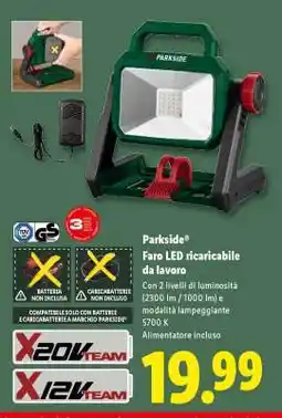 Lidl PARKSIDE Faro LED ricaricabile da lavoro offerta