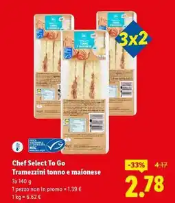Lidl Chef Select To Go Tramezzini tonno e maionese offerta